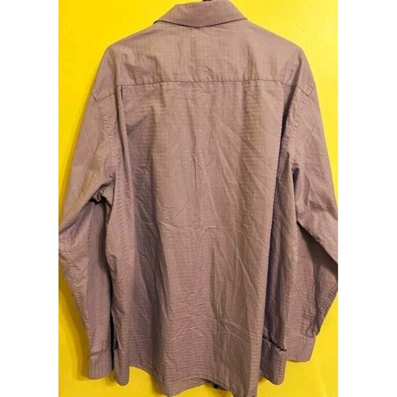 English Laundry Men's Sz 18.5 38/39T Purple Diamond Button Up Dress Shirt Flip - Picture 7 of 11